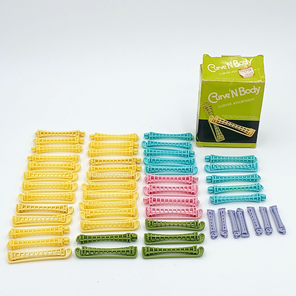 50 VTG Gillette Toni Curve N Body Curver Perm Rods Hair Rollers 1980s